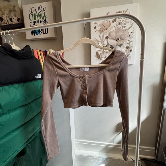 OAK + FORT Tops - Oak + Fort Cropped Long-sleeve